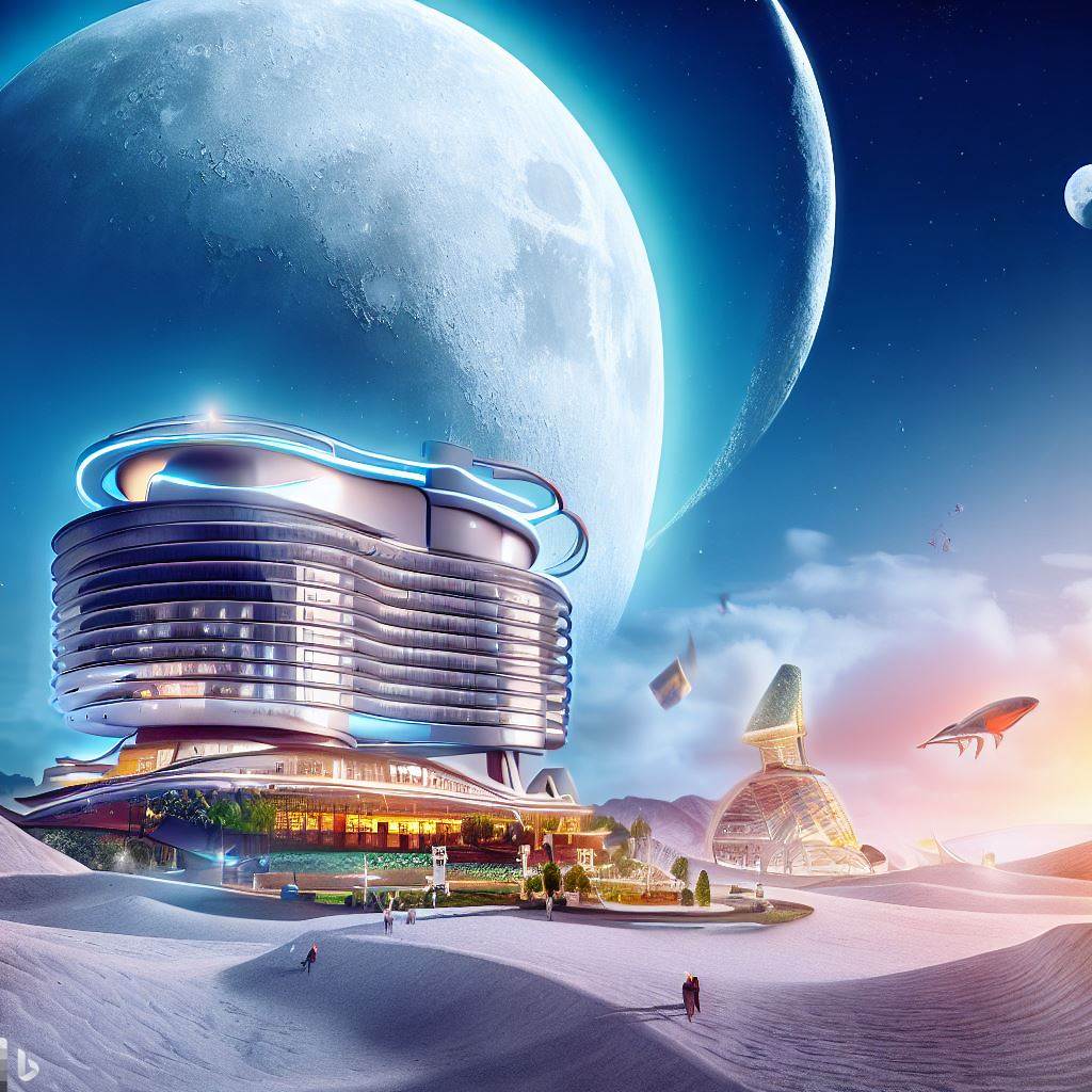 a luxry hotel on the moon